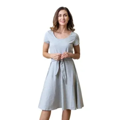 Hope & Henry Organic Cotton Tie-waist Knit Dress In Gray Heather Solid