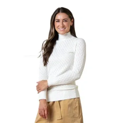 Hope & Henry Organic Diamond Stitch Mock Neck Sweater In Soft White Diamond Pointelle