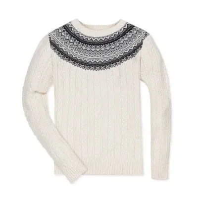 Hope & Henry Organic Fair Isle Cable Sweater In Ivory City Cable Intarsia