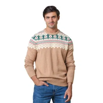 Hope & Henry Organic Fair Isle Sweater In Camel Holiday Fair Isle