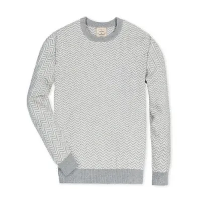 Hope & Henry Organic Intarsia Crew Neck Sweater In Light Gray Herringbone