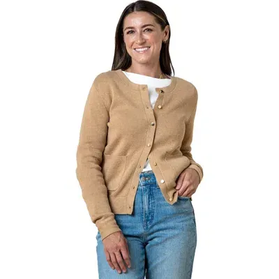 Hope & Henry Organic Milano Cardigan In Camel Heather