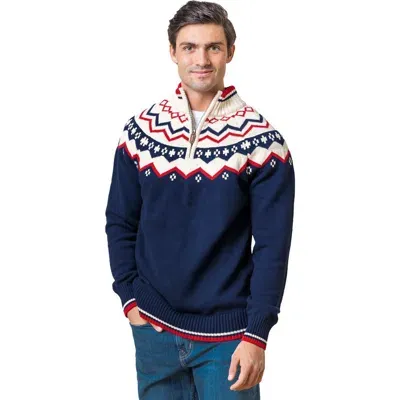 Hope & Henry Organic Nordic Half Zip Sweater In Navy Nordic Fair Isle