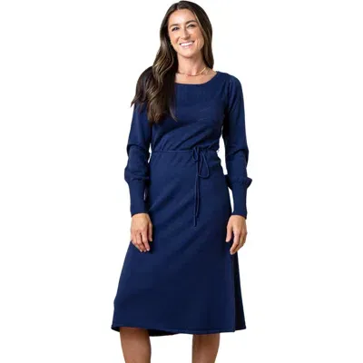 Hope & Henry Organic Pointelle Sweater Dress In Navy Pointelle