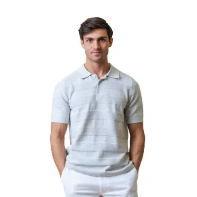 Hope & Henry Organic Short Sleeve Sweater Polo In Grey