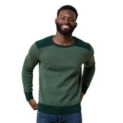 Hope & Henry Organic Shoulder Detail Crew Neck Sweater In Pine Green Heather