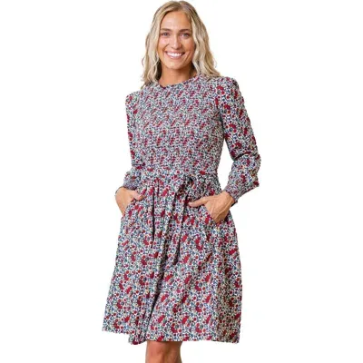 Hope & Henry Organic Smocked Ruffle Collar Dress In Holiday Multi Floral