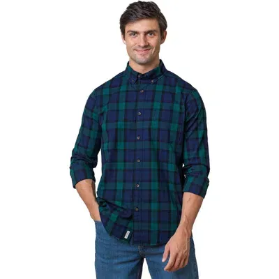 Hope & Henry Organic Stretch Poplin Shirt In Black Watch Tartan