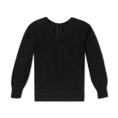 Hope & Henry Reversible Wrap Sweater In Black Reversible