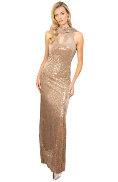 Hotsquash London Clothing Cowl Back Maxi Sequin Velvet Dress In Cream/silver