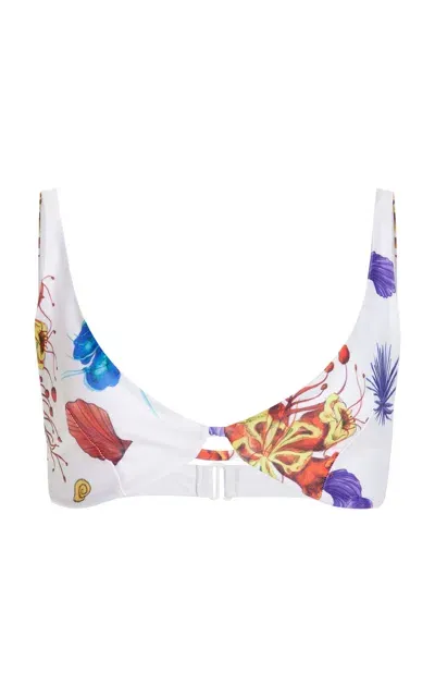 House Of Aama Exclusive Joan Printed Bikini Top In White