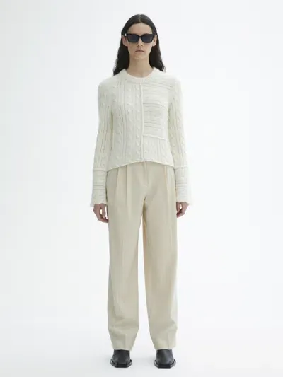 House Of Dagmar Cable Knit Crewneck In White