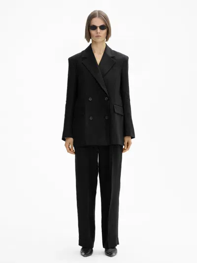 House Of Dagmar Classic Linen Blazer In Black