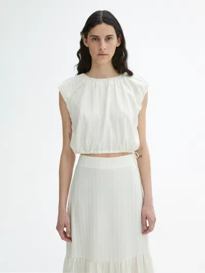 House Of Dagmar Cropped Striped Top In Vanilla Stripe