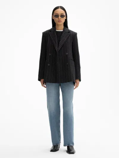 House Of Dagmar Pinstripe Blazer In Black White