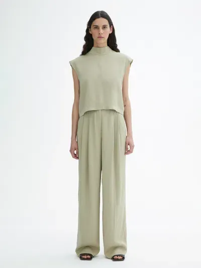 House Of Dagmar Shiny Sleeveless Top In Slate Green