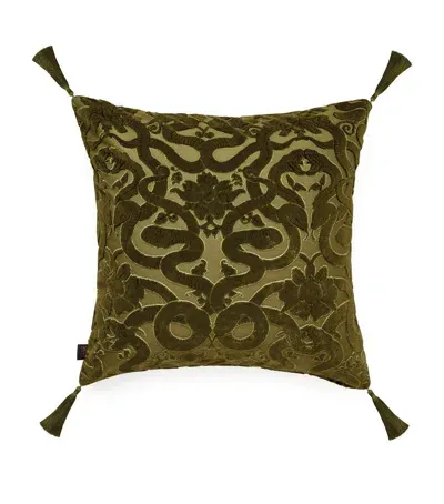 House Of Hackney Large Velvet Anaconda Cushion In Green