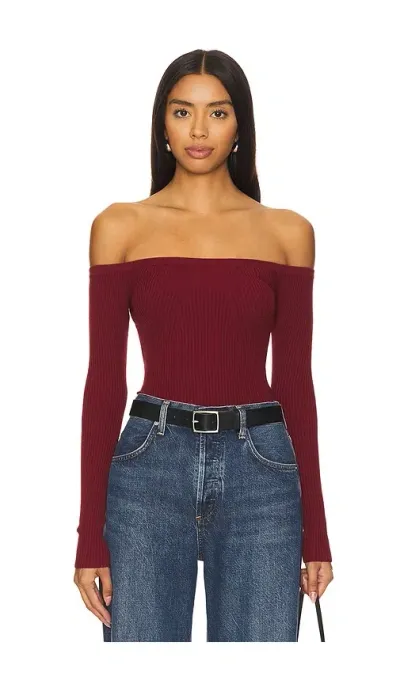 House Of Harlow 1960 Colette Bodysuit In Berry Burgundy