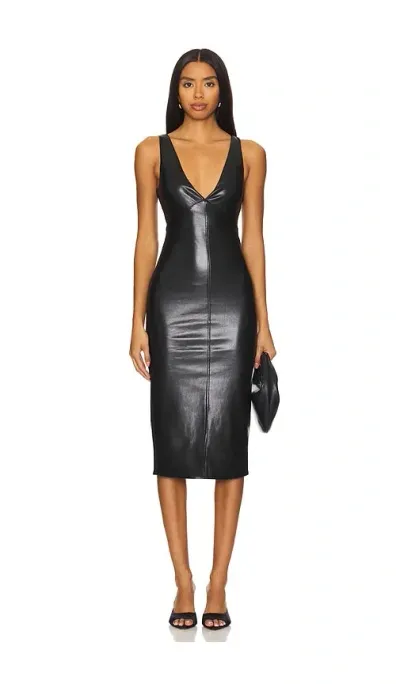 House Of Harlow 1960 Liv Faux Leather Midi Dress In 블랙