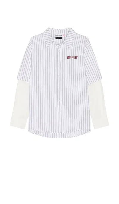 House Of Sunny Double Layered Button Down Shirt In White