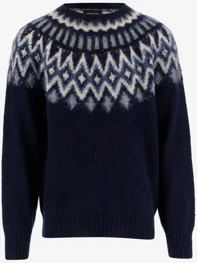 Howlin' Howlin Wool Sweater With Geometric Pattern In Blue