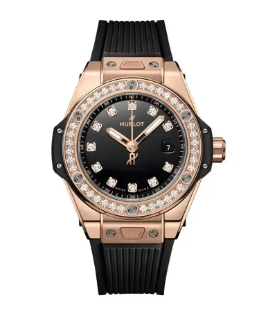 Hublot King Gold And Diamond Big Bang One Click Watch In Black