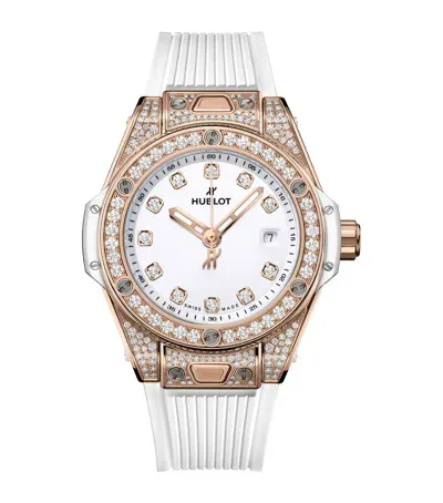 Hublot King Gold And Pavé Diamond Big Bang One Click Watch In White