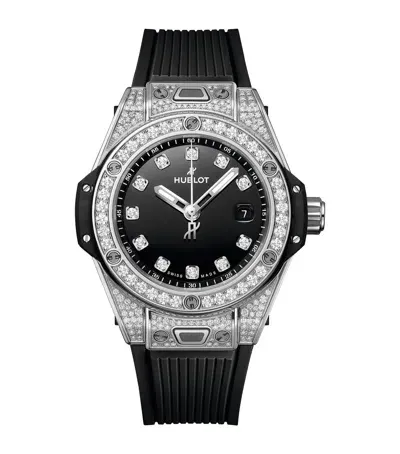 Hublot Stainless Steel And Pavé Diamond Big Bang One Click Watch In Black