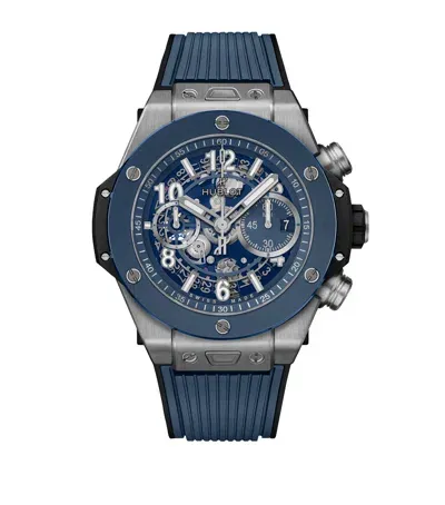 Hublot Titanium And Ceramic Big Bang Unico Watch In Blue