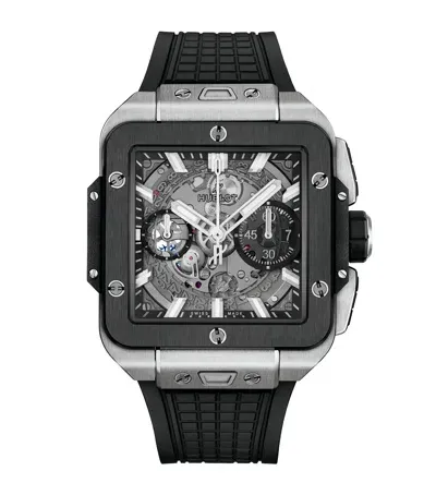 Hublot Titanium And Ceramic Square Bang Unico Watch In Black