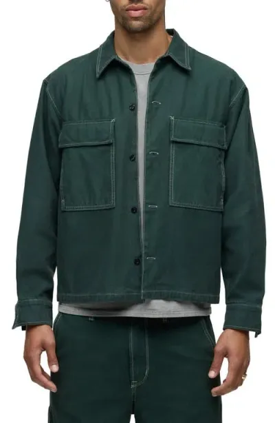 Hudson Jeans Cotton Button-up Shirt Jacket In Smoke Pine