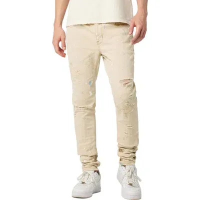 Hudson Jeans Zack Paint Splatter Ripped Stacked Skinny Jeans In Deserted