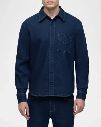 Hudson Cotton Blend Denim Button Down Shirt In Eclipse