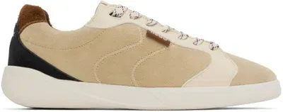 Hugo Beige Suede Sneakers In 112-open White