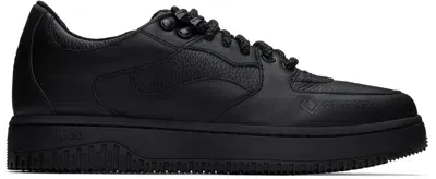 Hugo Black Leather Gtx Sneakers In 005-black