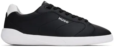 Hugo Black Logo Sneakers In 001-black