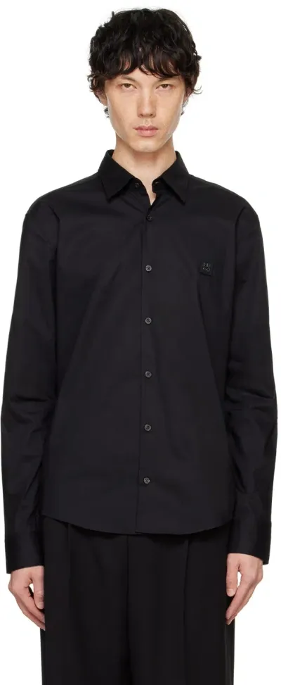 Hugo Black Slim-fit Shirt In 001-black