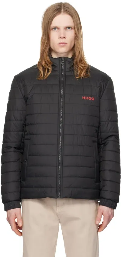 Hugo Black Water-repellent Jacket In 001-black