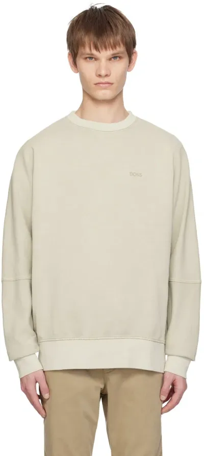 Hugo Boss Beige Relaxed-fit Sweatshirt In 271-light Beige