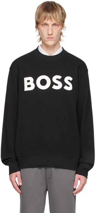 Hugo Boss Black Bonded Sweatshirt In 001-black