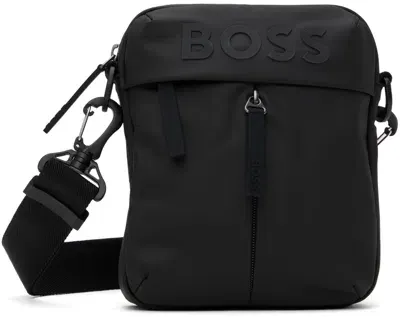 Hugo Boss Stormy Mens Faux Leather Reporter Bag With Tonal Logo In Black 001