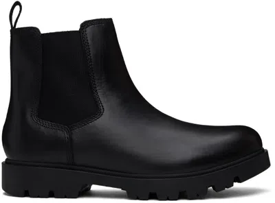 Hugo Boss Black Leather Chelsea Boots In 001-black