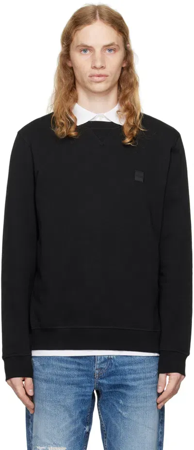 Hugo Boss Black Logo Patch Sweatshirt In 001-black