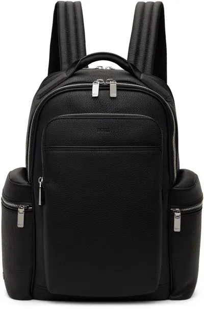 Hugo Boss Black Multi-pocket Backpack In 001-black