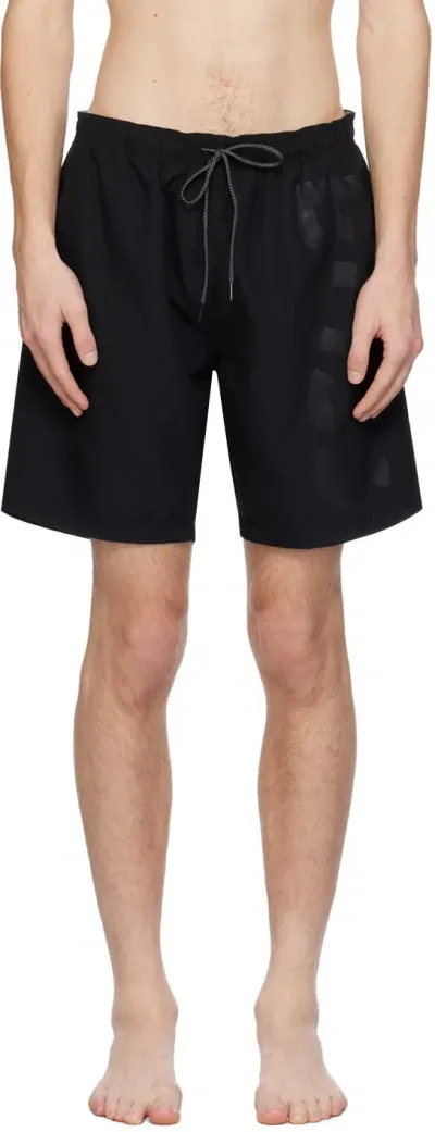 Hugo Boss Black Printed Swim Shorts In 007-black