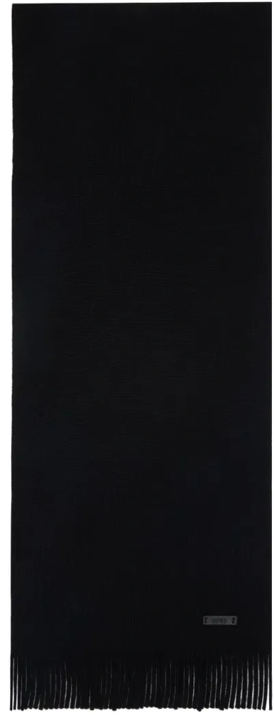 Hugo Boss Black Responsible Virgin Wool Scarf In 001-black