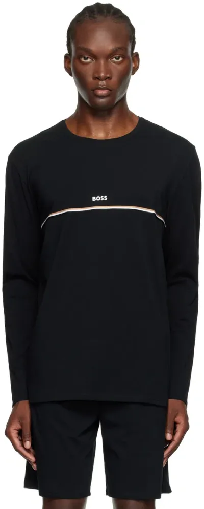 Hugo Boss Black Signature Stripe Long Sleeve T-shirt In Black 001