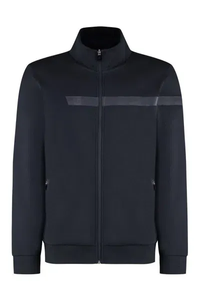 Hugo Boss Boss Cotton Full-zip Sweatshirt In Navy