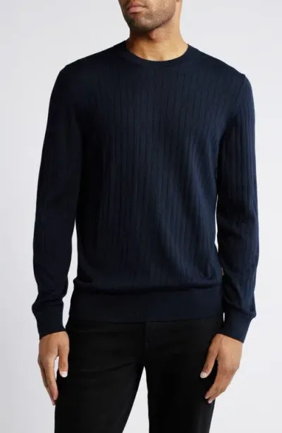 Hugo Boss Boss Dominio Silk Sweater In Dark Blue