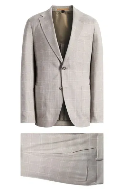 Hugo Boss Boss Heston Glen Plaid Wool Suit In Open Grey Green